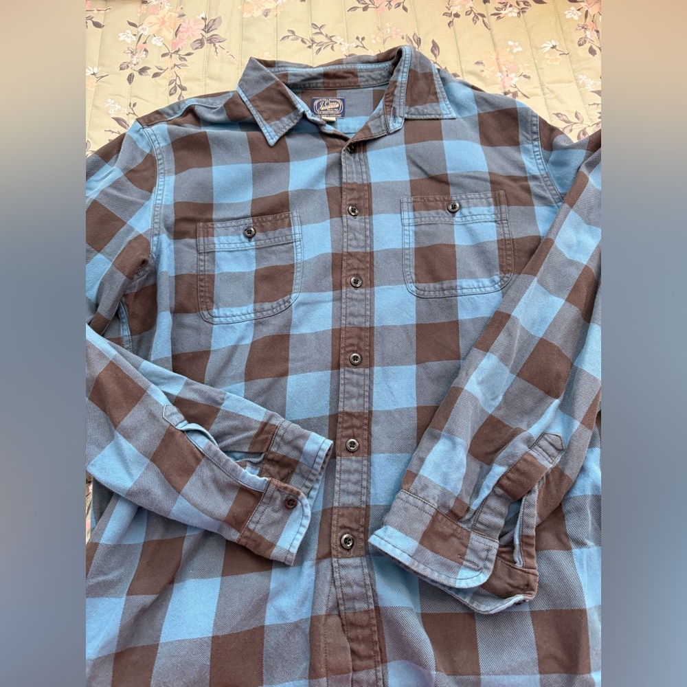 J. Crew Blue and Brown Checkered Casual Shirt